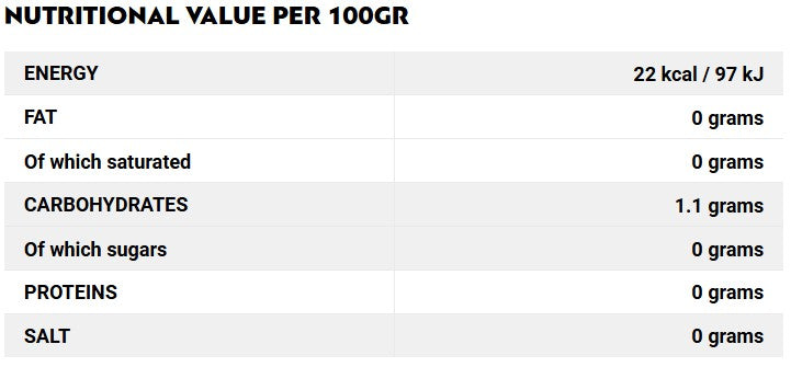 Nutritional label for bottle of Messino organic white wine vinegar